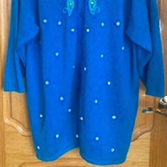 Graver Studio Blue Cardigan Sweater Top Cotton Blend Button-Up Sz: XL - Picture 2 of 6